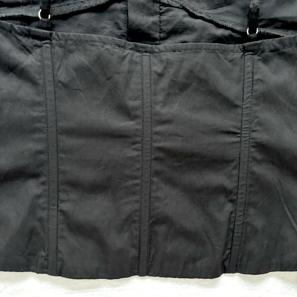 ZARA Sleeveless Black Cotton Lace Trimmed Corset Tank Top--NEW--M